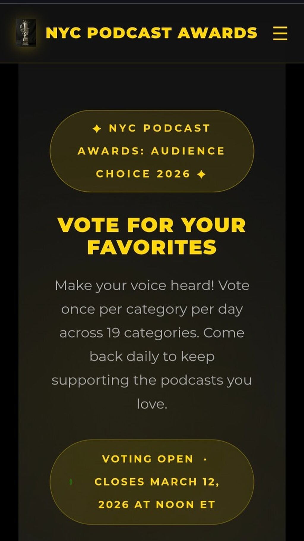 Vote - NYC Podcast Awards