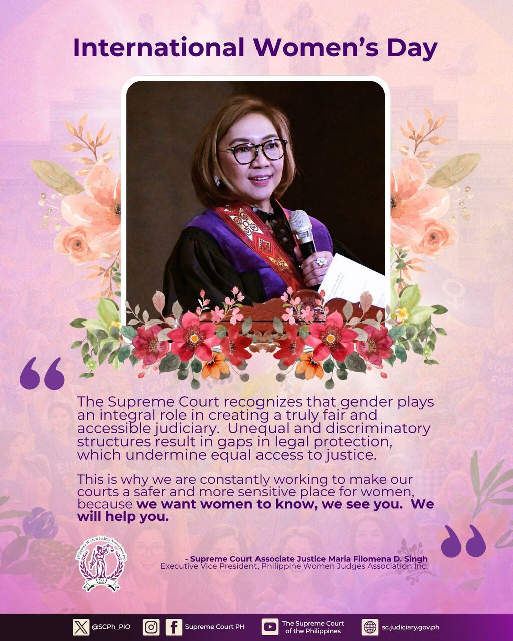 Justice Singh - International Women's Day