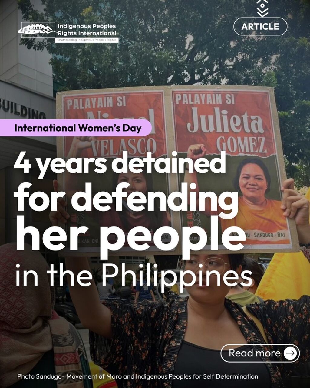 Four years detained for defending her people in the Philippines
