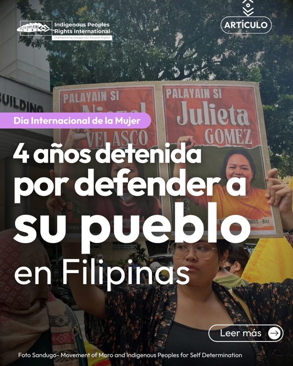 Cuatro a&ntilde;os detenida por defender a su pueblo en Filipinas