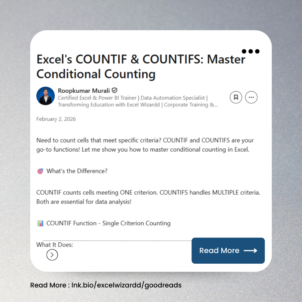 🎯 Excel's COUNTIF & COUNTIFS: Master Conditional Counting 