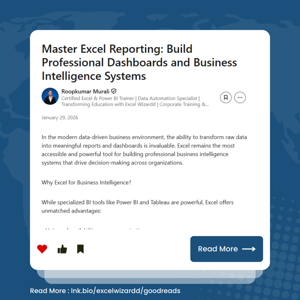 📈 Master Excel Reporting: Build Professional Dashboards and Business Intelligence Systems 