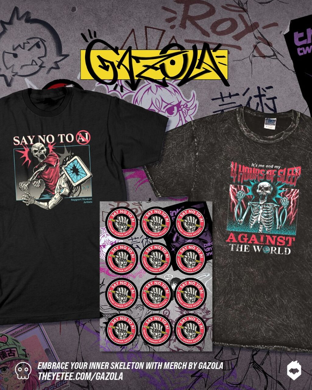 No Bones About It! New Merch from Artist Gazola!