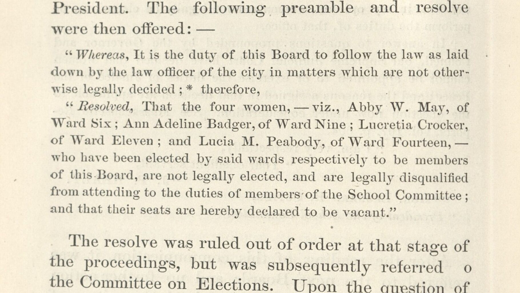 The First Women Elected to the Boston School Committee