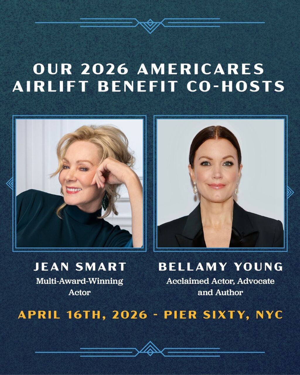 Jean Smart & Bellamy Young to Co-Host Americares Airlift Benefit