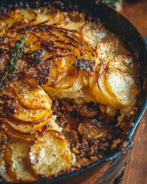 Mushroom, Ground Beef, Lentil & Potato Hotpot
