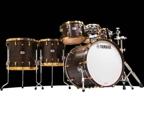 Yamaha PHX Hybrid Shell Drum Set 8/10/12/14/16/22 &ndash; Matte Black with Gold Hardware