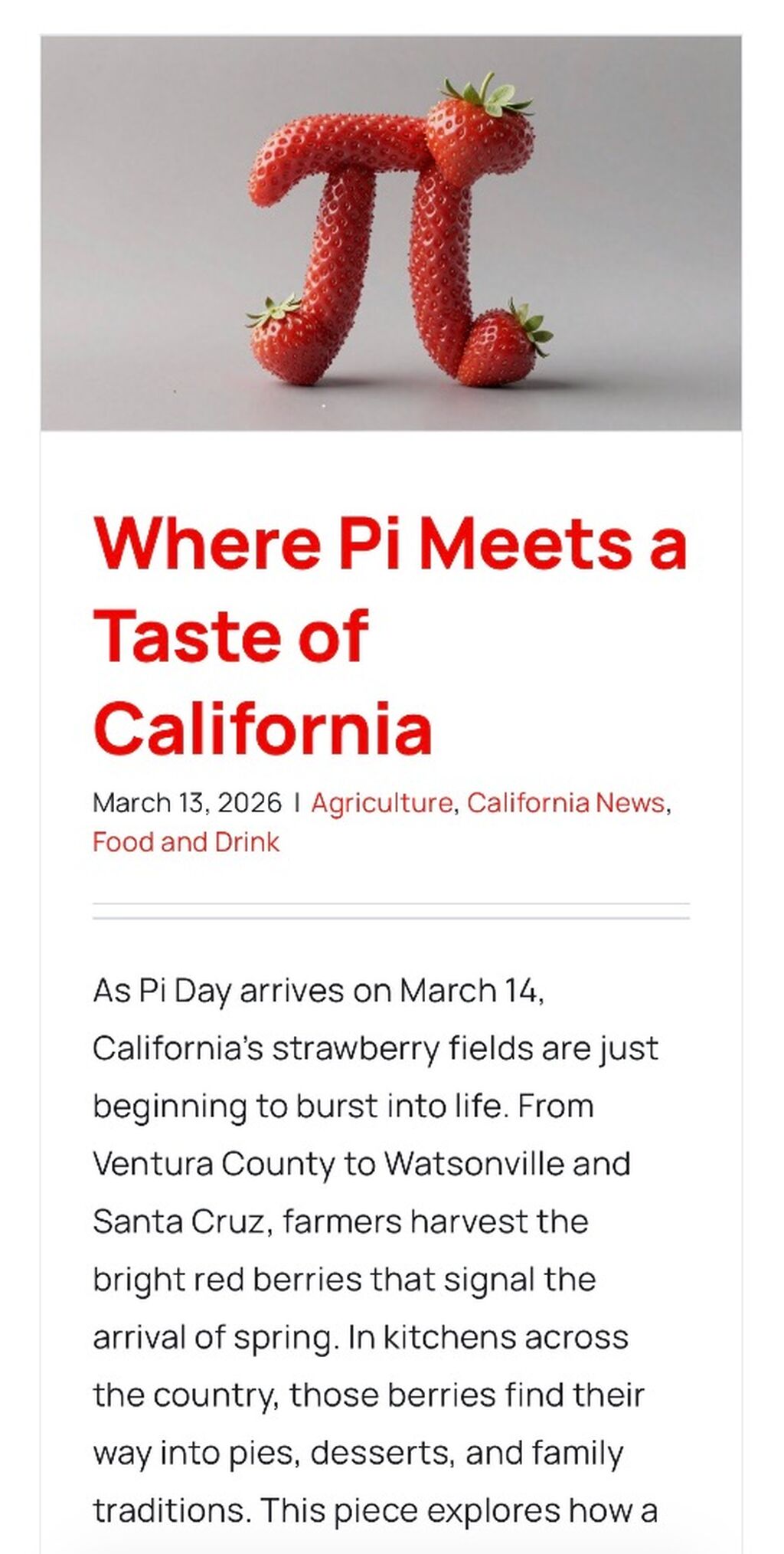 Where Pi Meets a Taste of California 