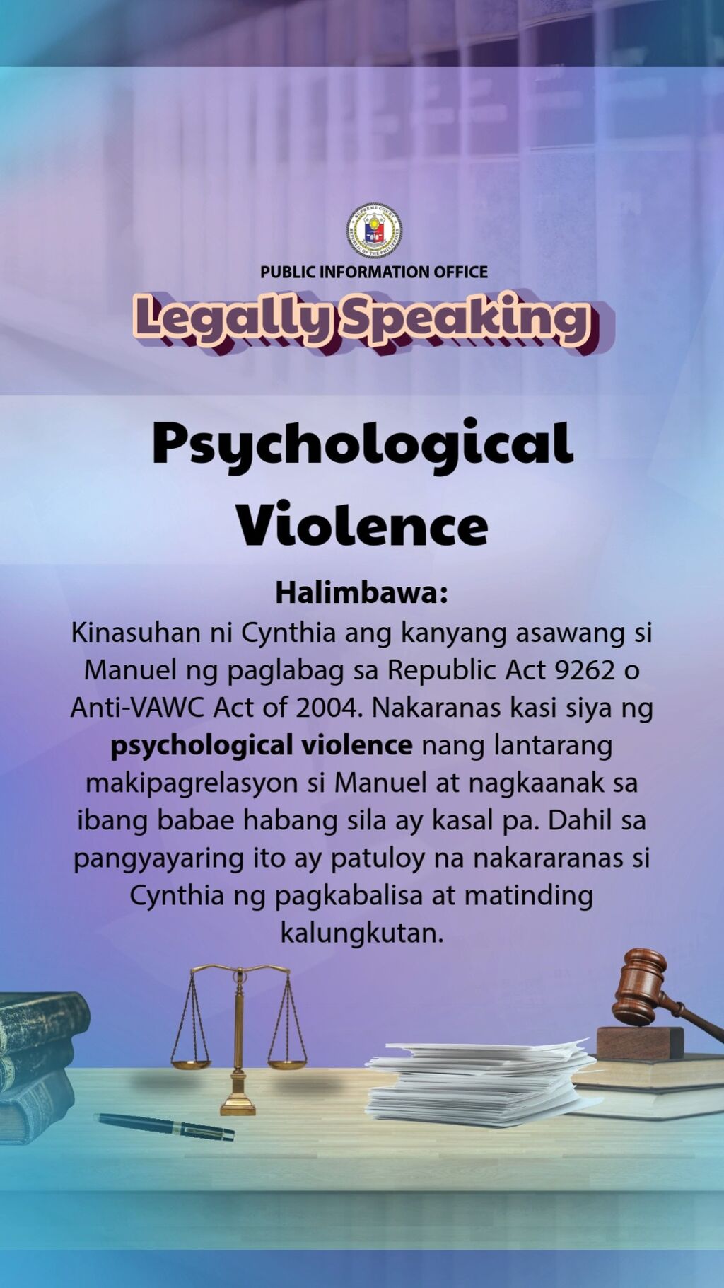 #SCphLegallySpeaking "Psychological Violence"
