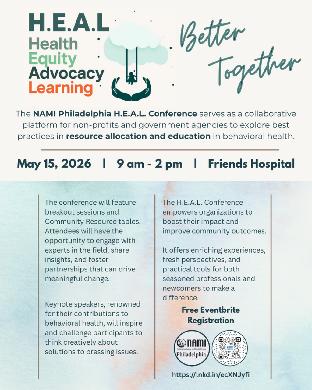The NAMI Philadelphia H.E.A.L. Conference | May 15th In-Person Friends Hospital Philadelphia
