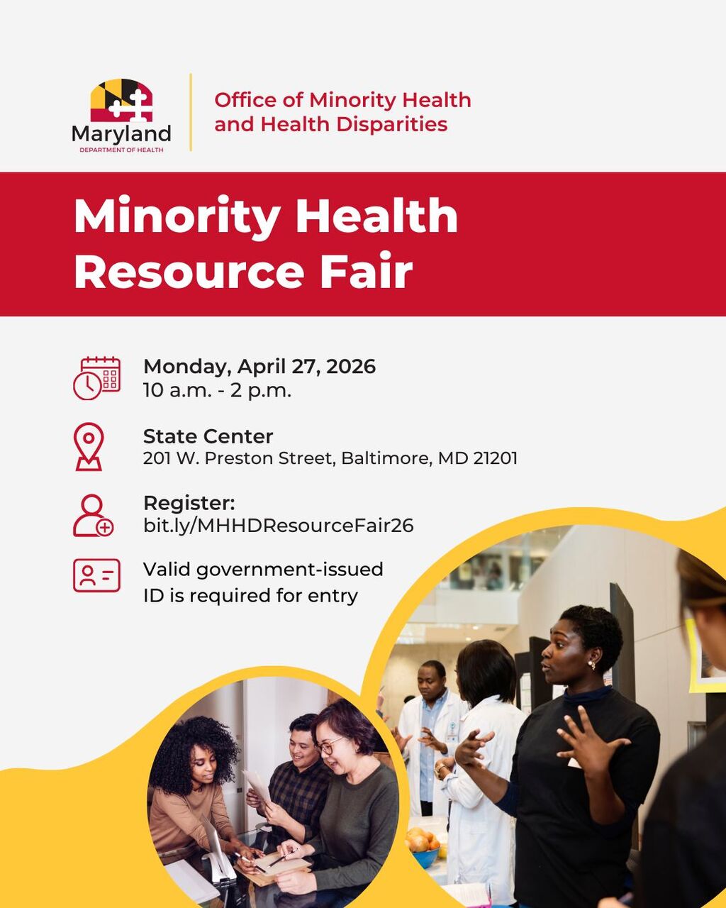 Minority Health Resource Fair Information. Click to learn more and register.