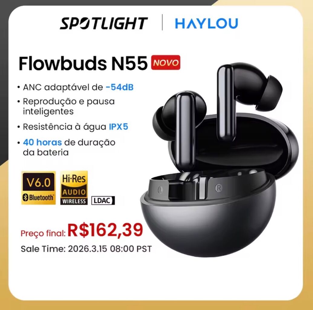 HAYLOU Flowbuds N55 Cupom: MANON55 + IFP57M9N