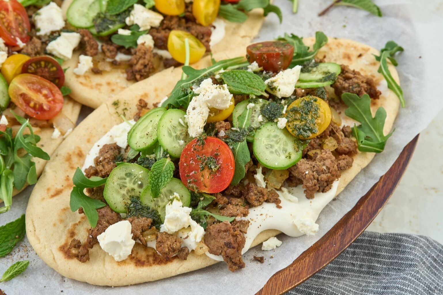 Spiced American Lamb Flatbread with Mint Oil
