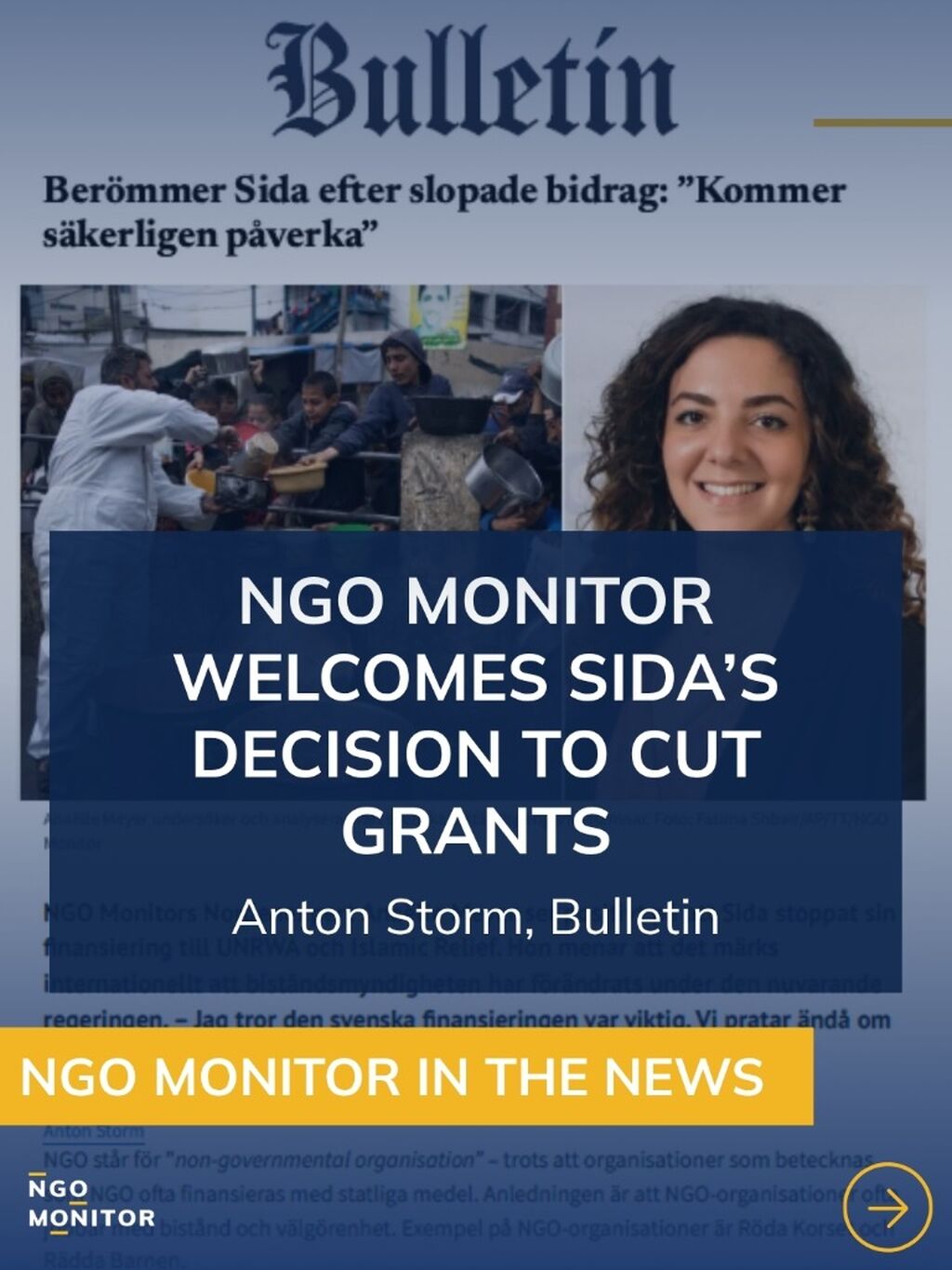 NGO Monitor Welcomes Sida&rsquo;s decision to Cut Grants