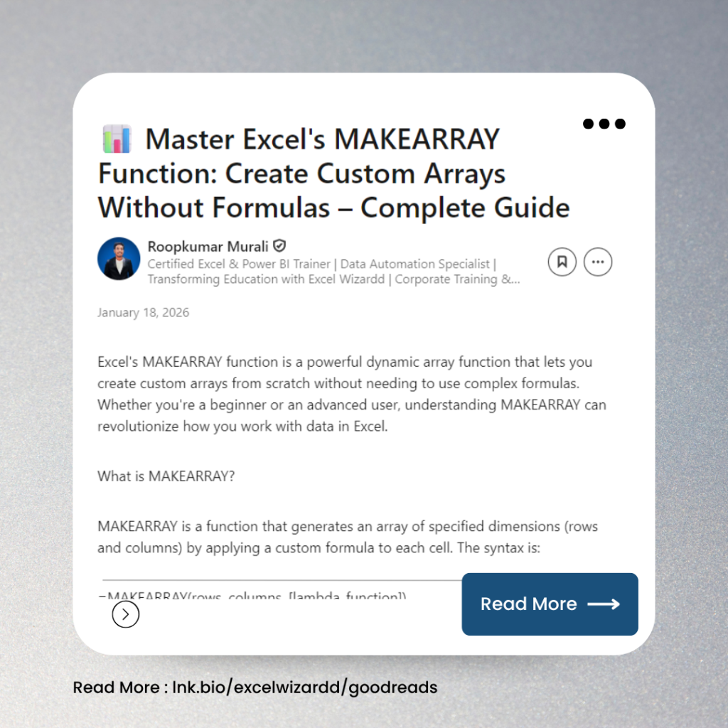Master Excel's MAKEARRAY Function: Create Custom Arrays Without Formulas 