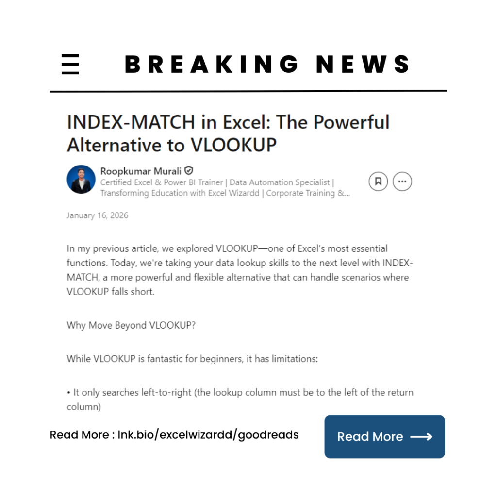 📌 INDEX-MATCH in Excel: The Powerful Alternative to VLOOKUP 
