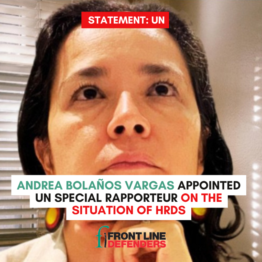 Andrea Bola&ntilde;os Vargas appointed UN Special Rapporteur on the situation of human rights defenders
