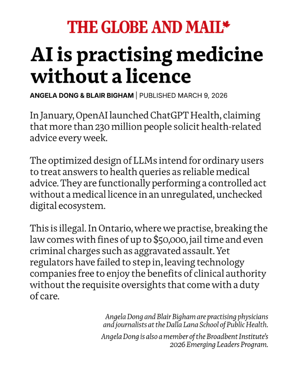 AI is practising medicine without a licence