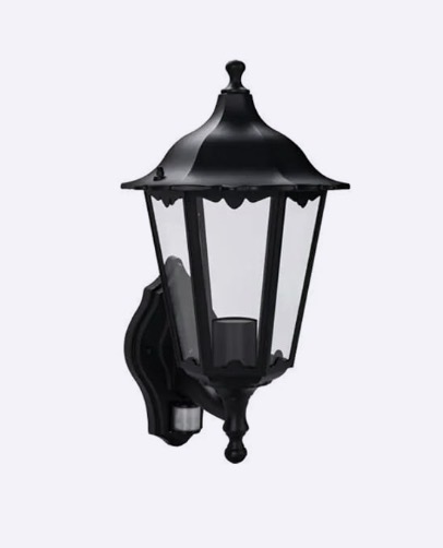 Luceco Six Panel Coach Lantern with PIR Sensor Black