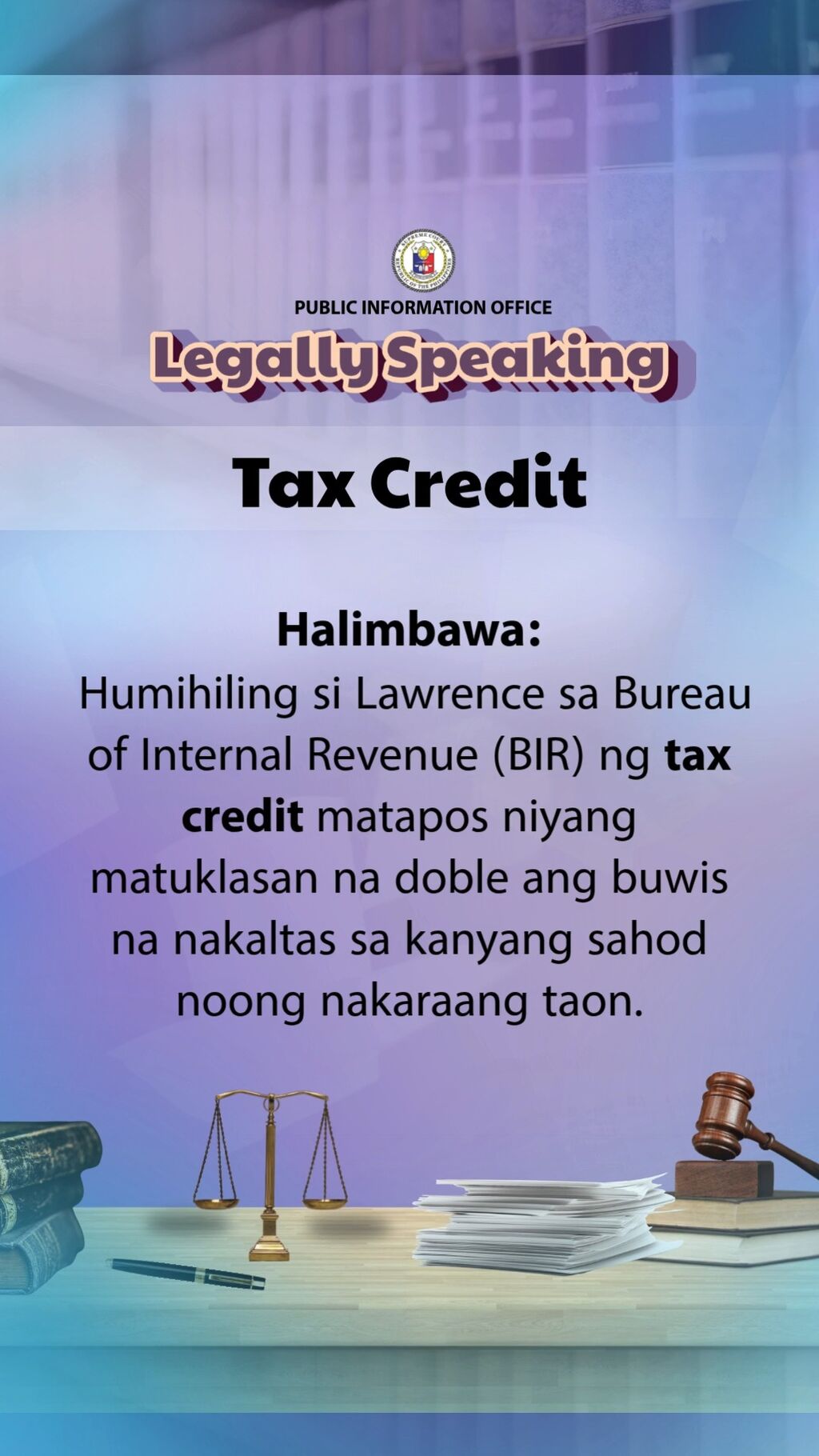 #SCphLegallySpeaking "Tax Credit"