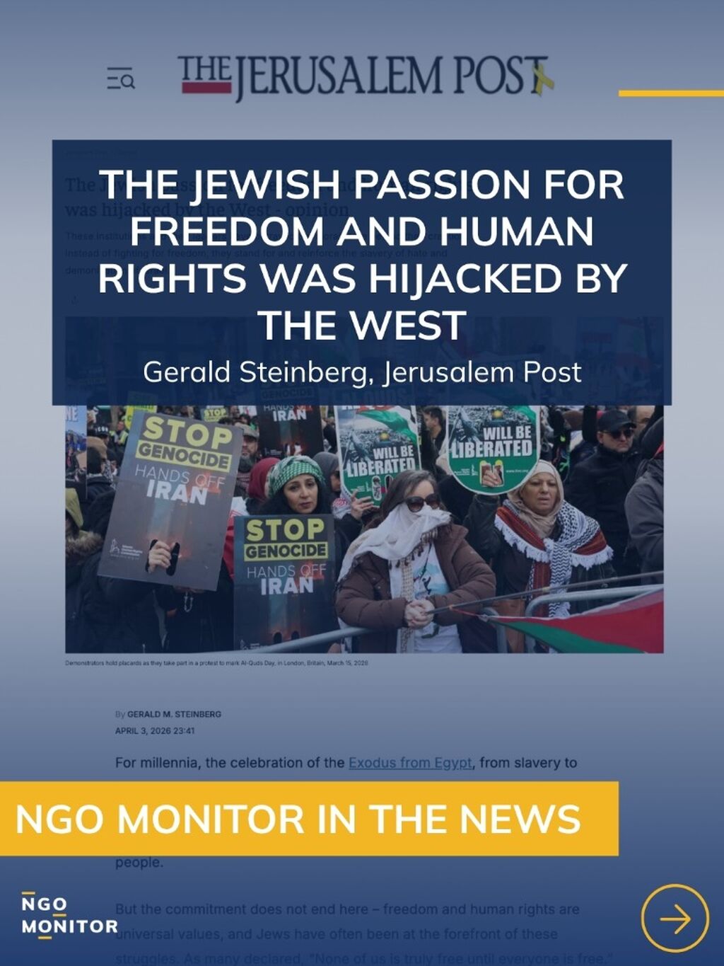 The Jewish passion for freedom and human rights was hijacked by the West - opinion