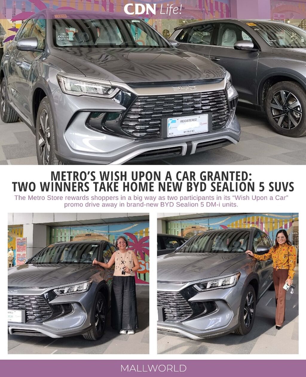 The Metro Store Wish Upon A Car Promo: Two winners drive home brand-new BYD Sealion 5 DM-i Units