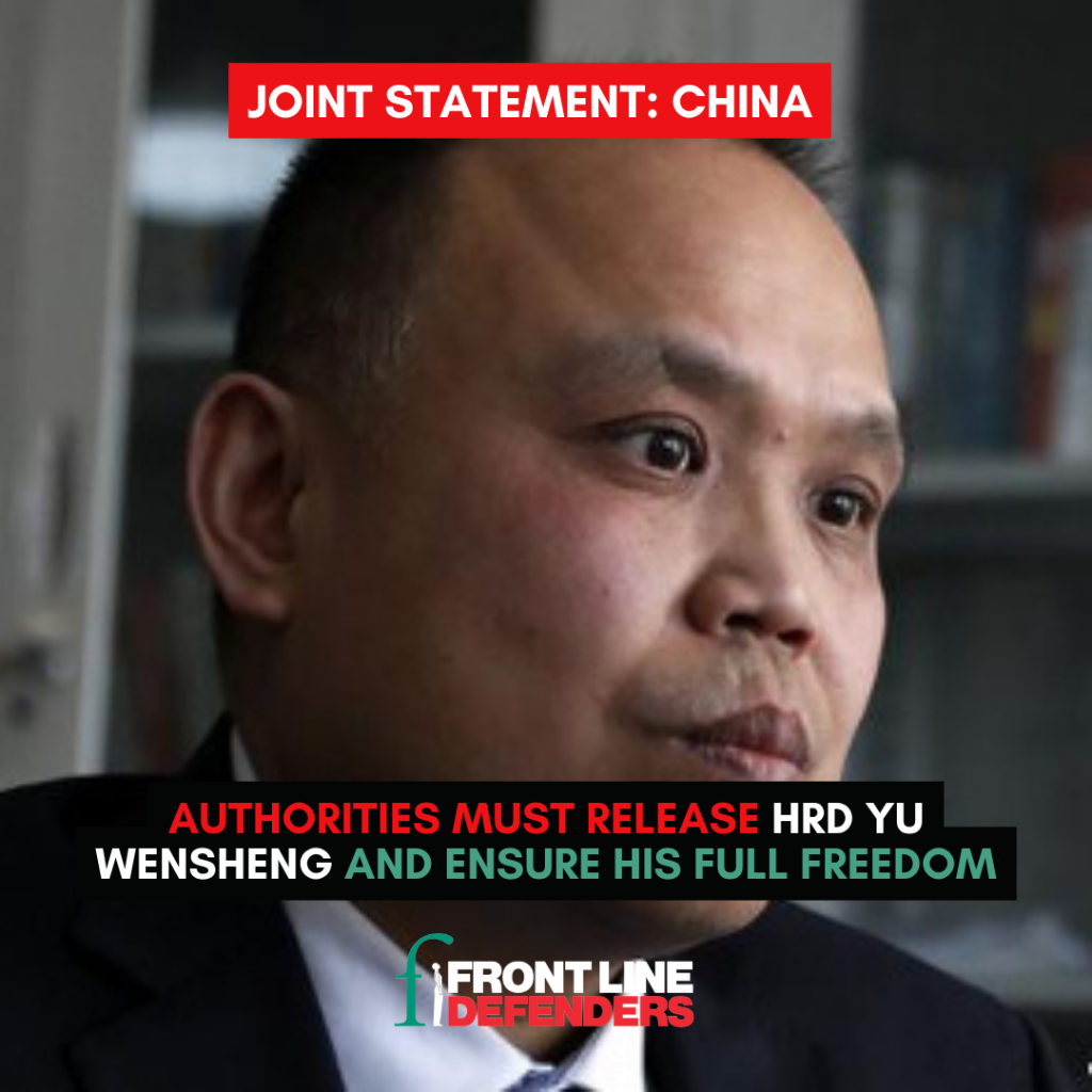 China: Authorities Must Release Arbitrarily Detained Human Rights Lawyer Yu Wensheng At The End Of His Sentence And Ensure His Full Freedom
