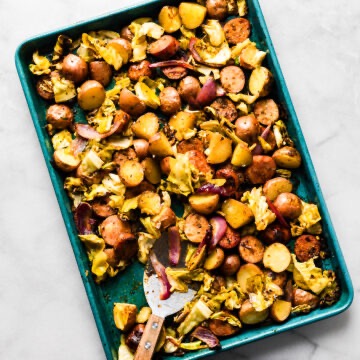 Roasted Cabbage, Potatoes, & Sausage