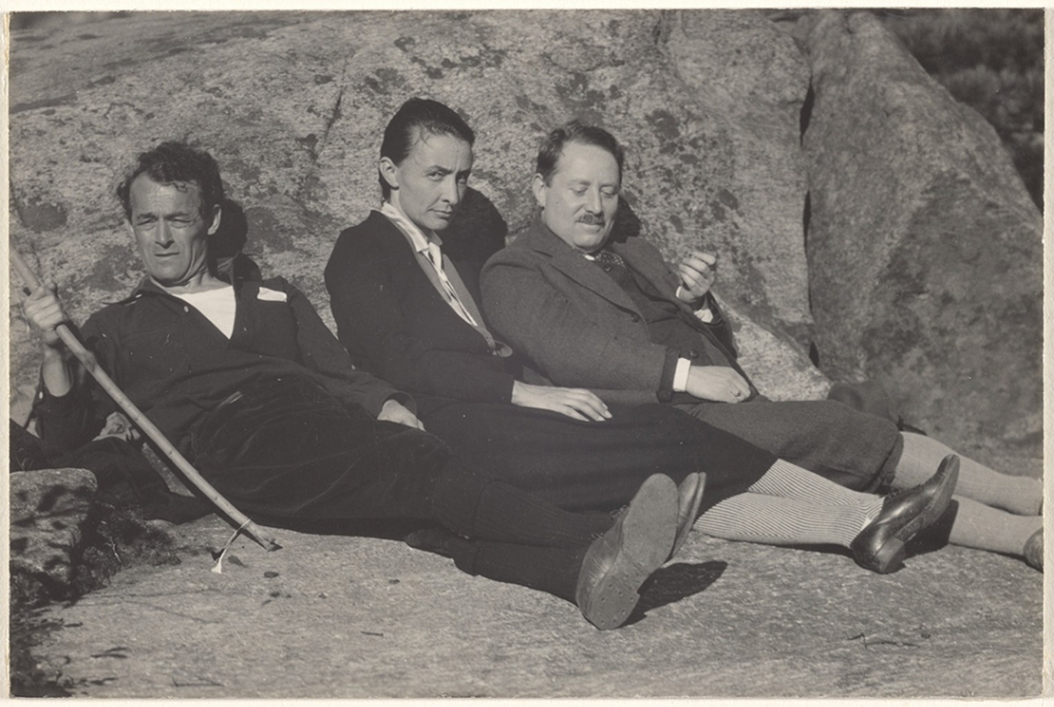 Emil Zoler, Georgia O'Keeffe, Paul Rosenfeld at Lake George, 1927. 
