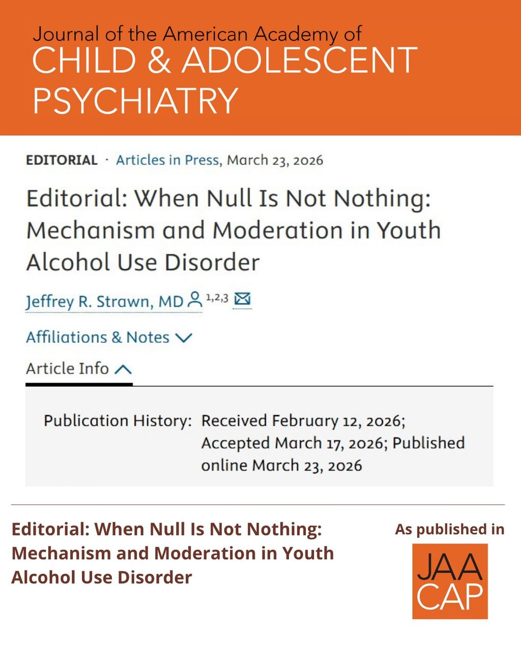 JAACAP AIP Editorial: When Null Is Not Nothing: Mechanism and Moderation in Youth Alcohol Use Disorder