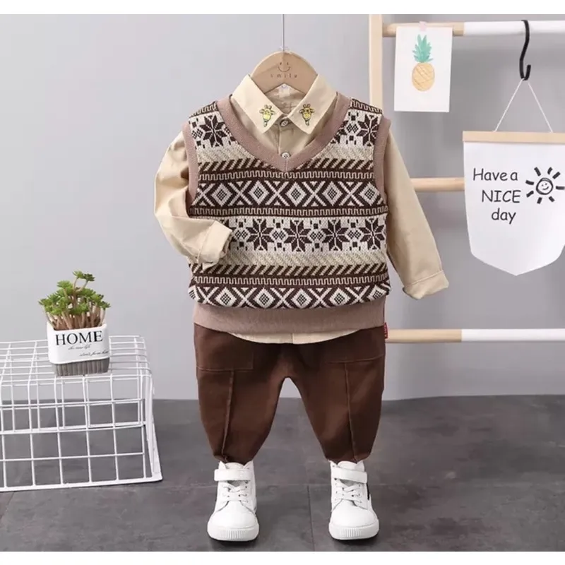 Baju Rompi dan Celana Panjang Anak Laki laki Motif 1-5 Tahun