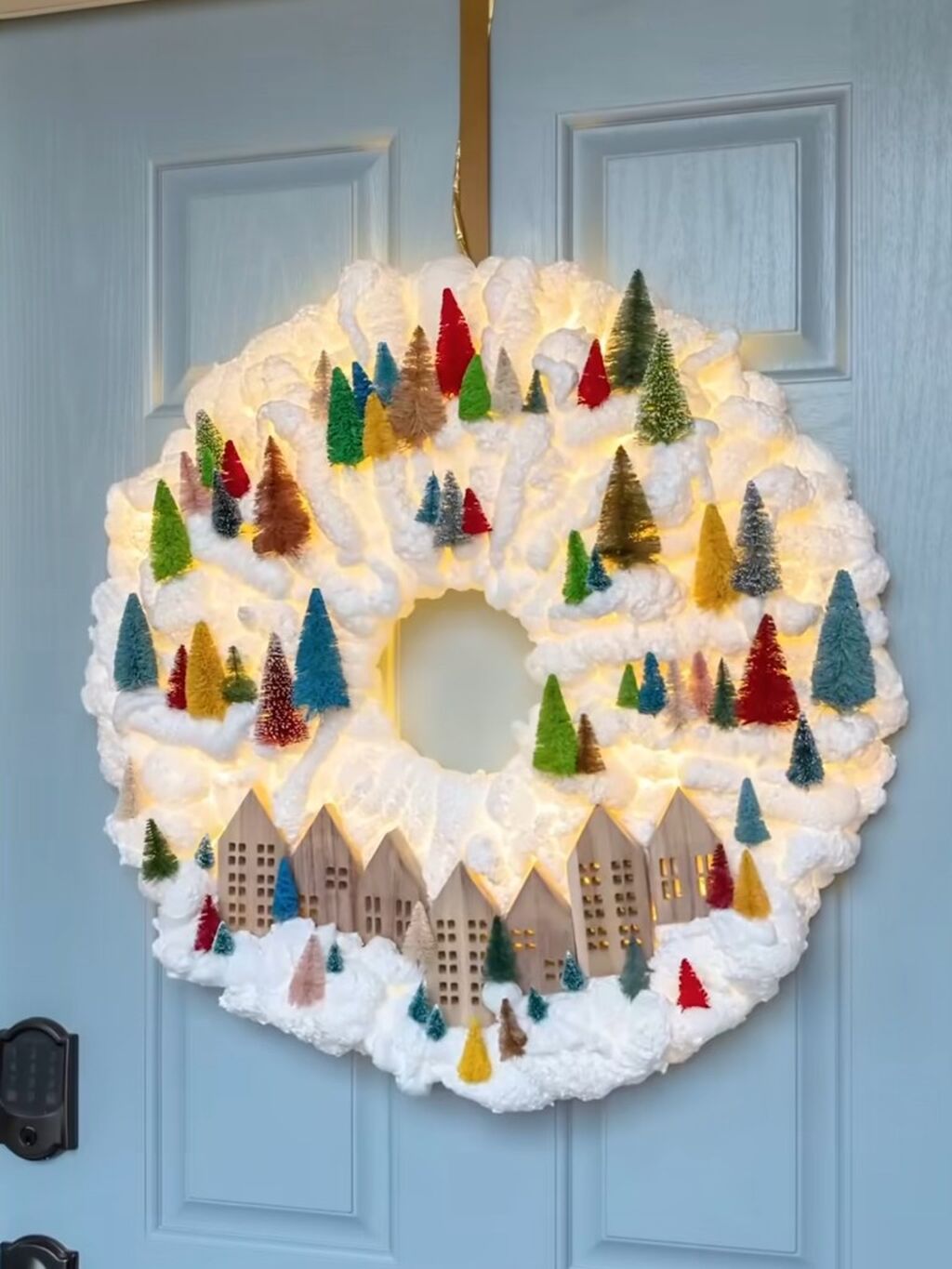 DIY Snowy Village Wreath