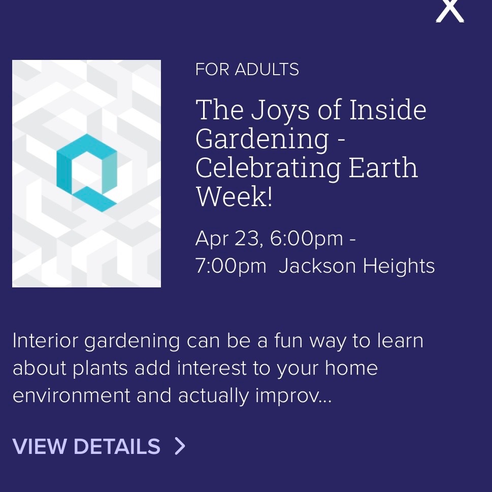 4/23, 6pm | Joys of Indoor Gardening (Queens Library @ Jackson Heights)
