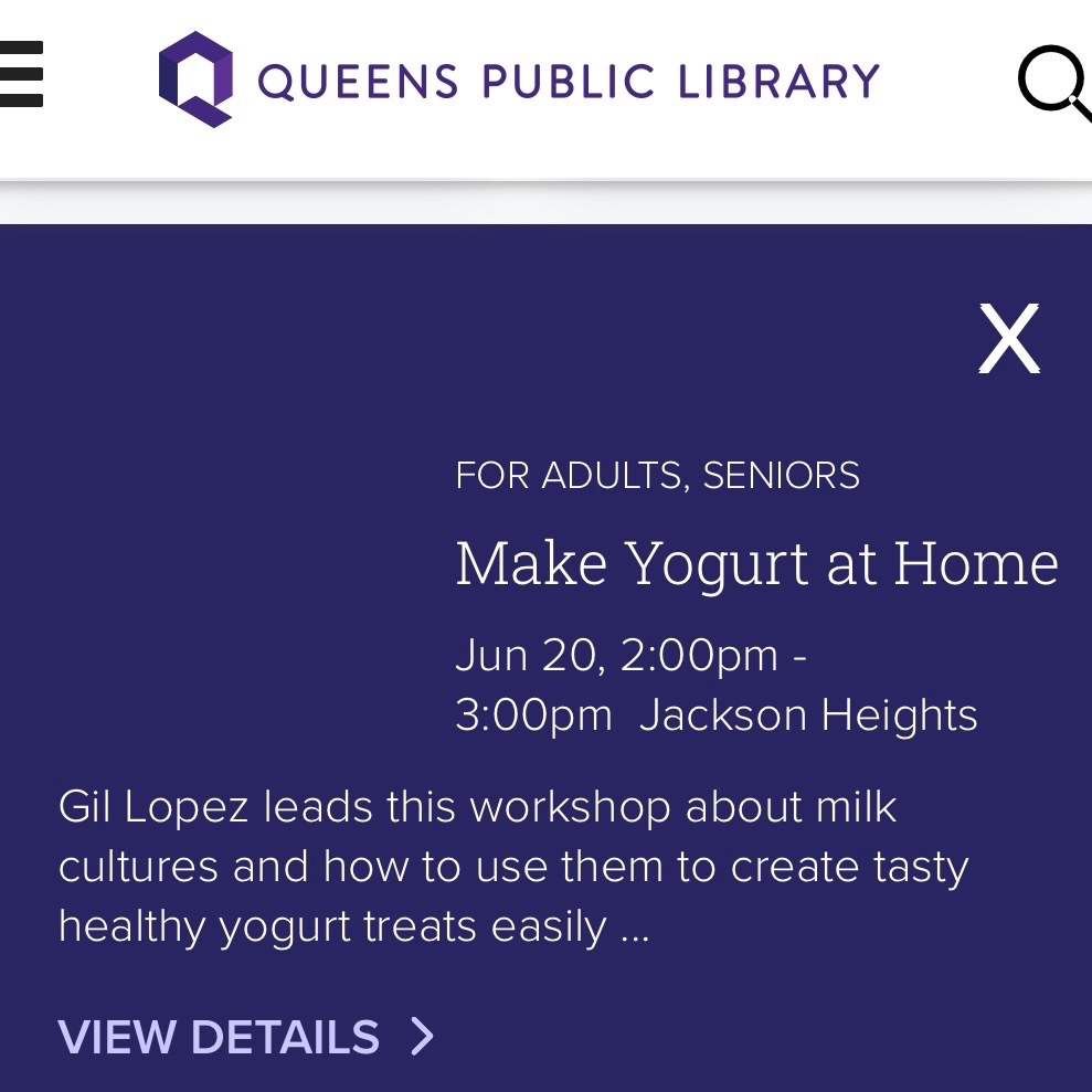 6/20, 2pm | Make Yogurt at Home (Queens Library @ Jackson Heights)