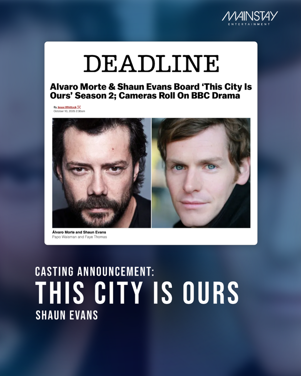 DEADLINE: Shaun Evans | THIS CITY IS OURS