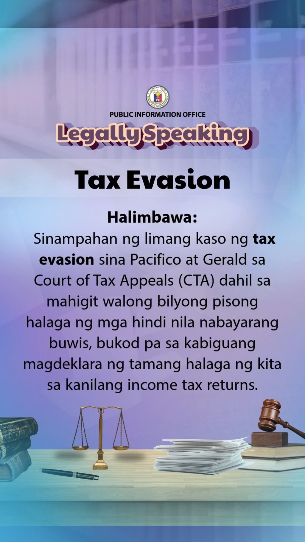 #SCphLegallySpeaking "Tax Evasion"
