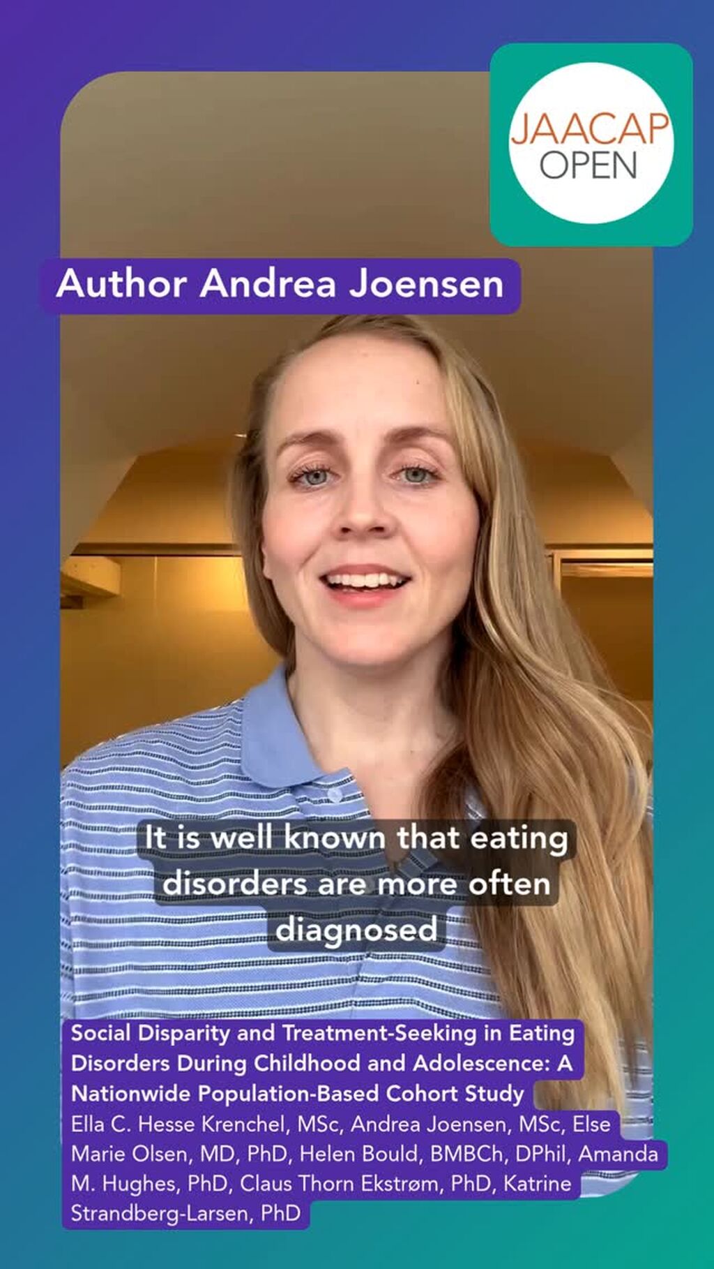 JO AIP Social Disparity and Treatment-Seeking in Eating Disorders During Childhood and Adolescence: A Nationwide Population-Based Cohort Study