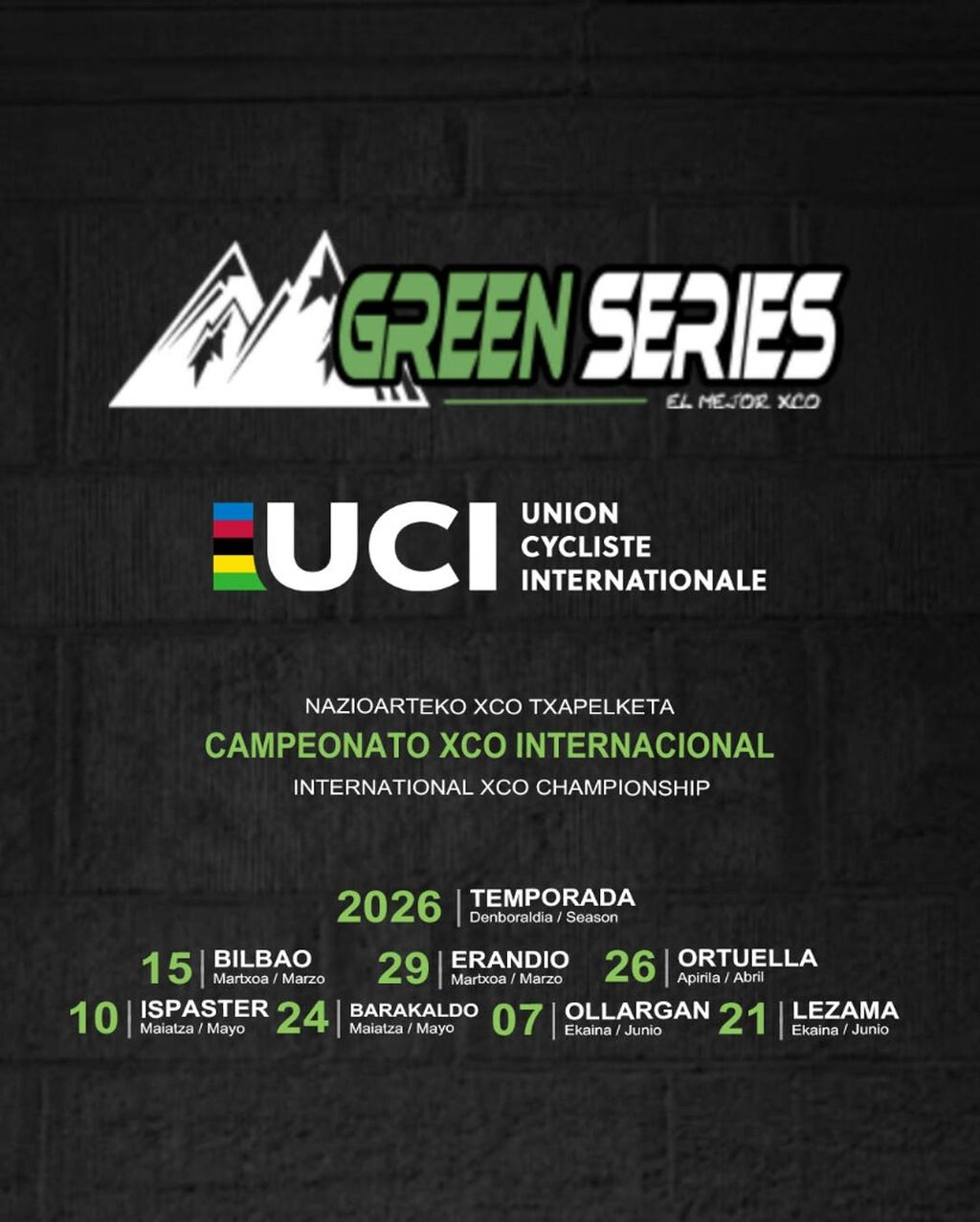Calendario Green Series XCO Internacional 2026