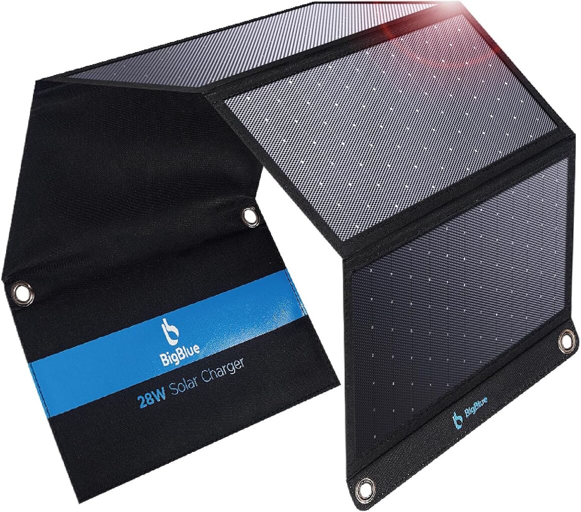 BigBlue 28W Solar Panel Charger with Dual USB-C and USB-A, Portable Solar Pho...