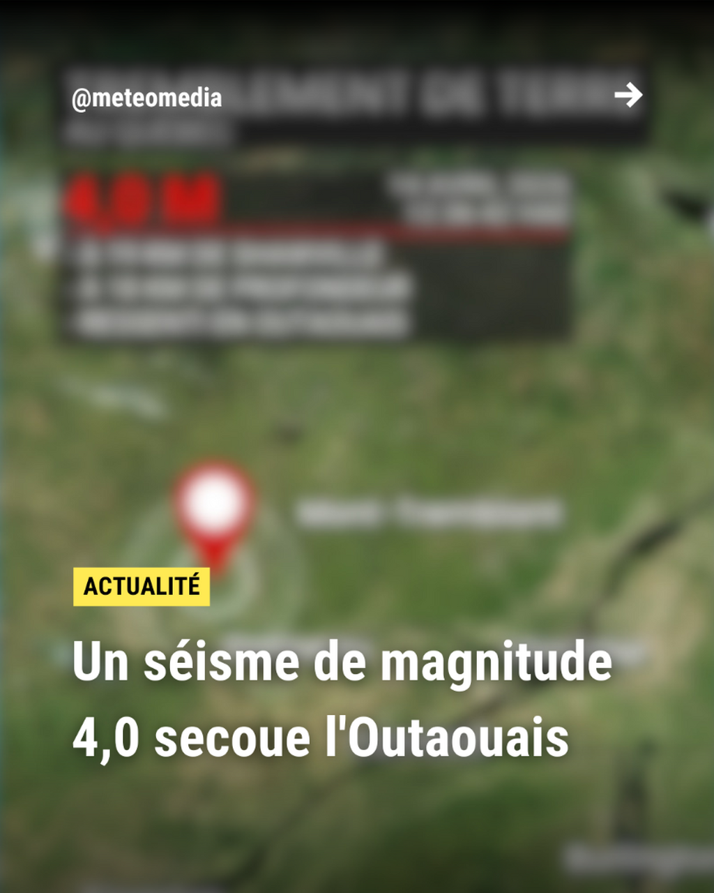 Un s&eacute;isme de magnitude 4,0 secoue l'Outaouais