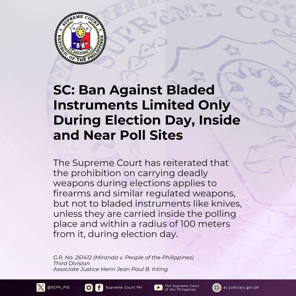 SC: Knife Ban During Elections Applies Only Inside or Near Voting Precincts