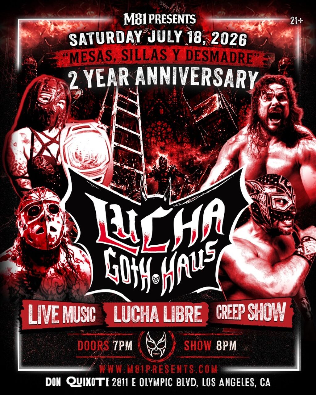 sat - 07.18.2026 - LUCHA GOTH HAUS: 2 YEAR ANNIVERSARY (Lucha Libre, Live Music & Dark Arts) - L.A. - 21+