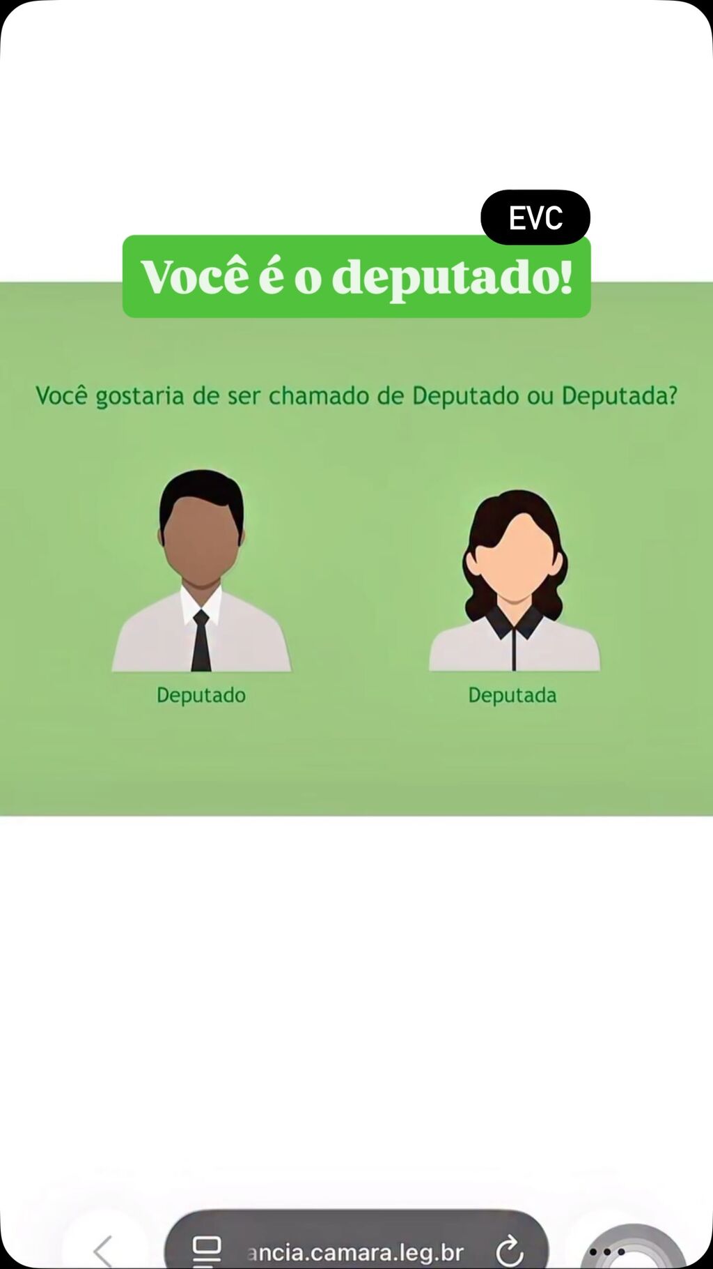 Voc&ecirc; &eacute; o deputado