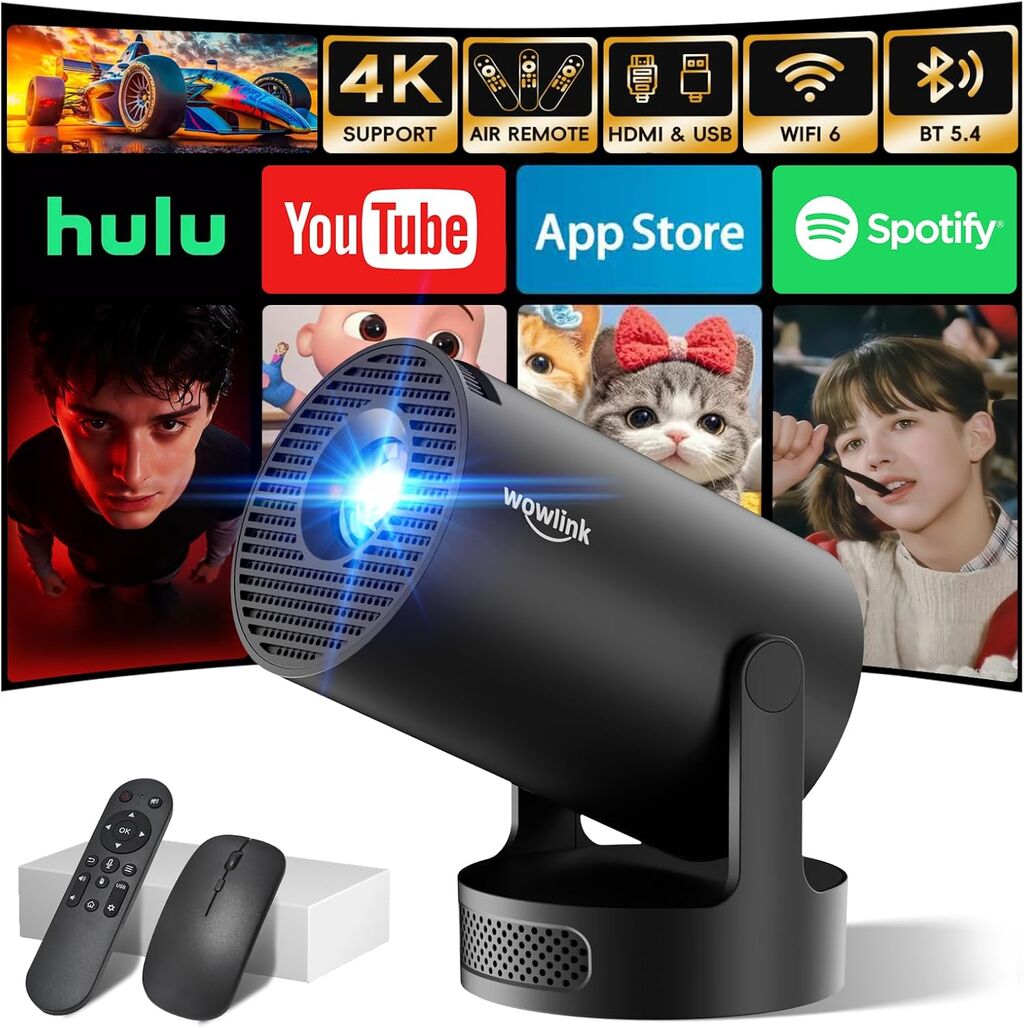 [Built-in Apps & 2026 Upgraded] Mini Projector with WiFi 6 and Bluetooth 5.4 ...