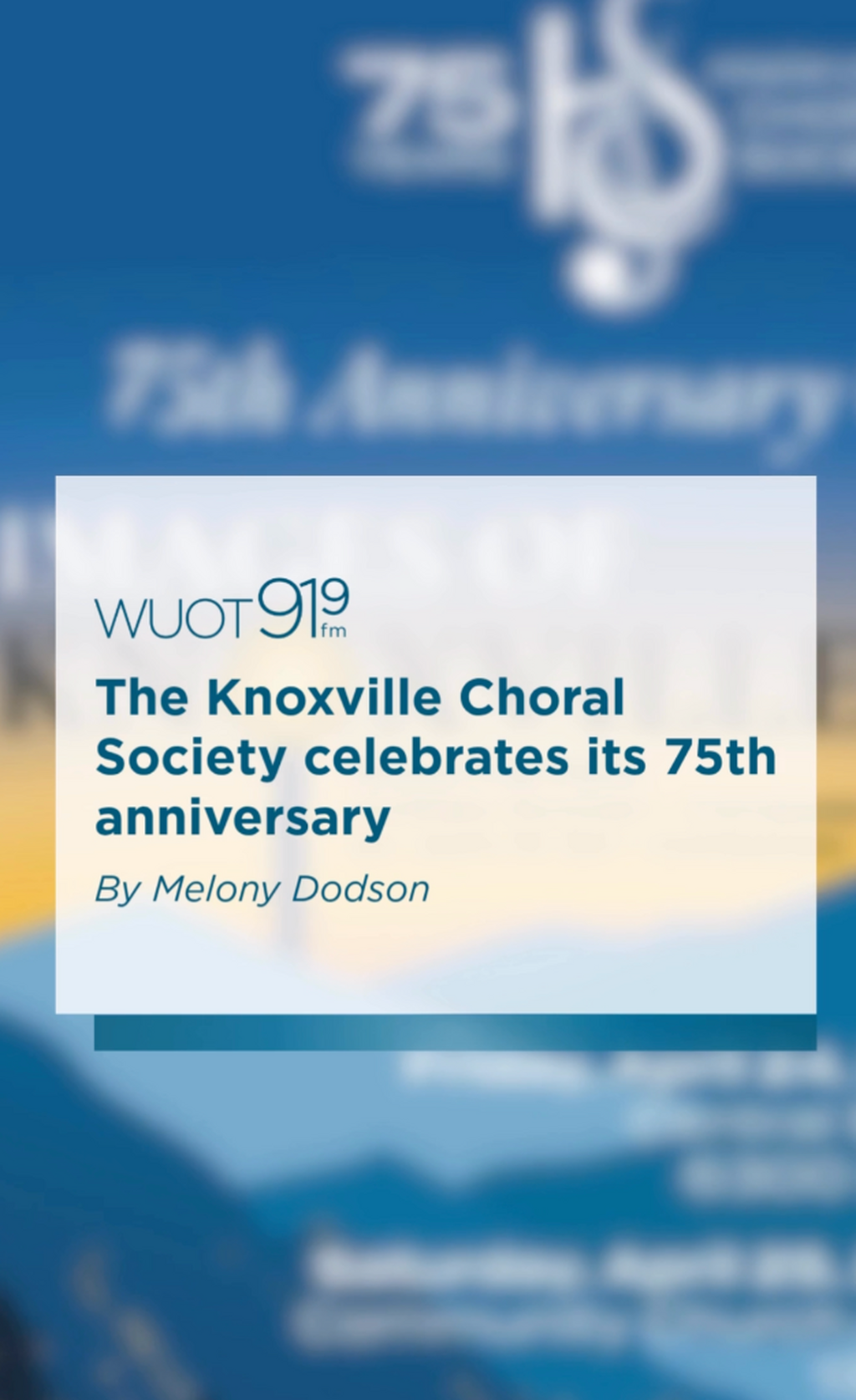 The Knoxville Choral Society celebrates its 75th anniversary