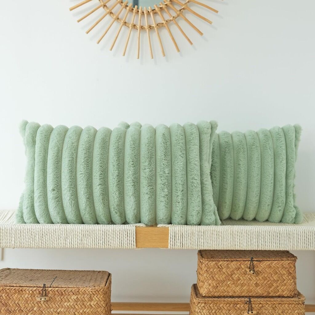 Pack of 2 Decorative Throw Pillow Covers (Sage Green, 12 x 20-Inch): $8