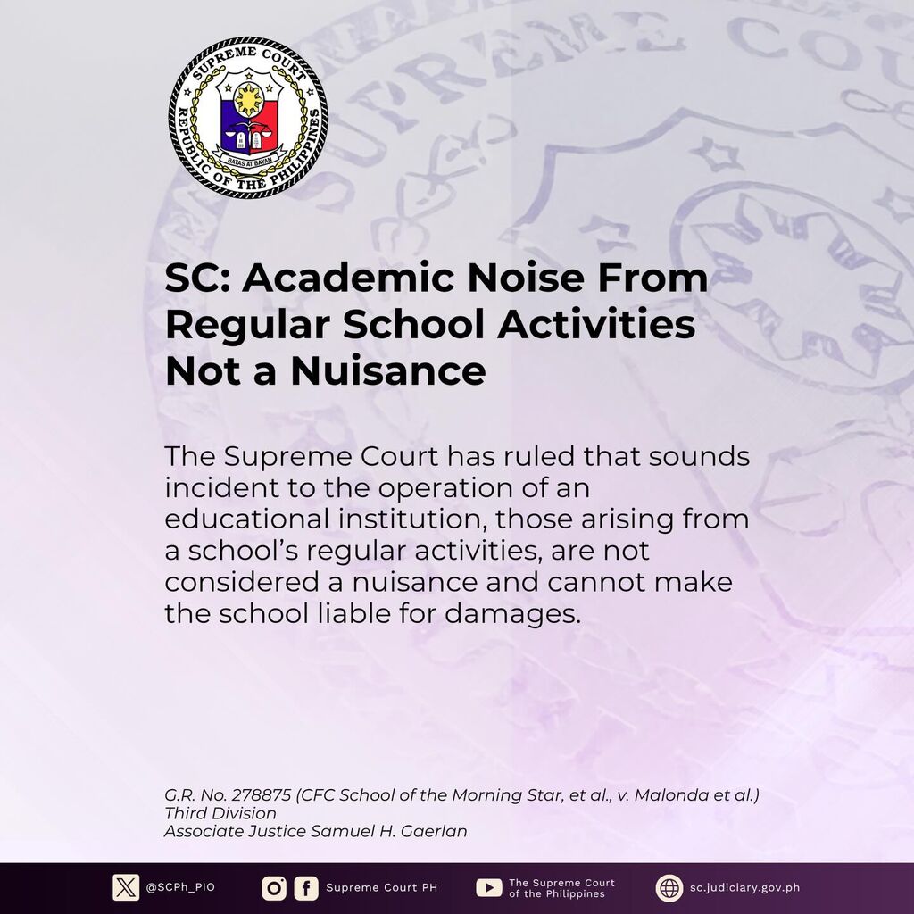 SC Noise from Regular School Activities Not a Nuisance