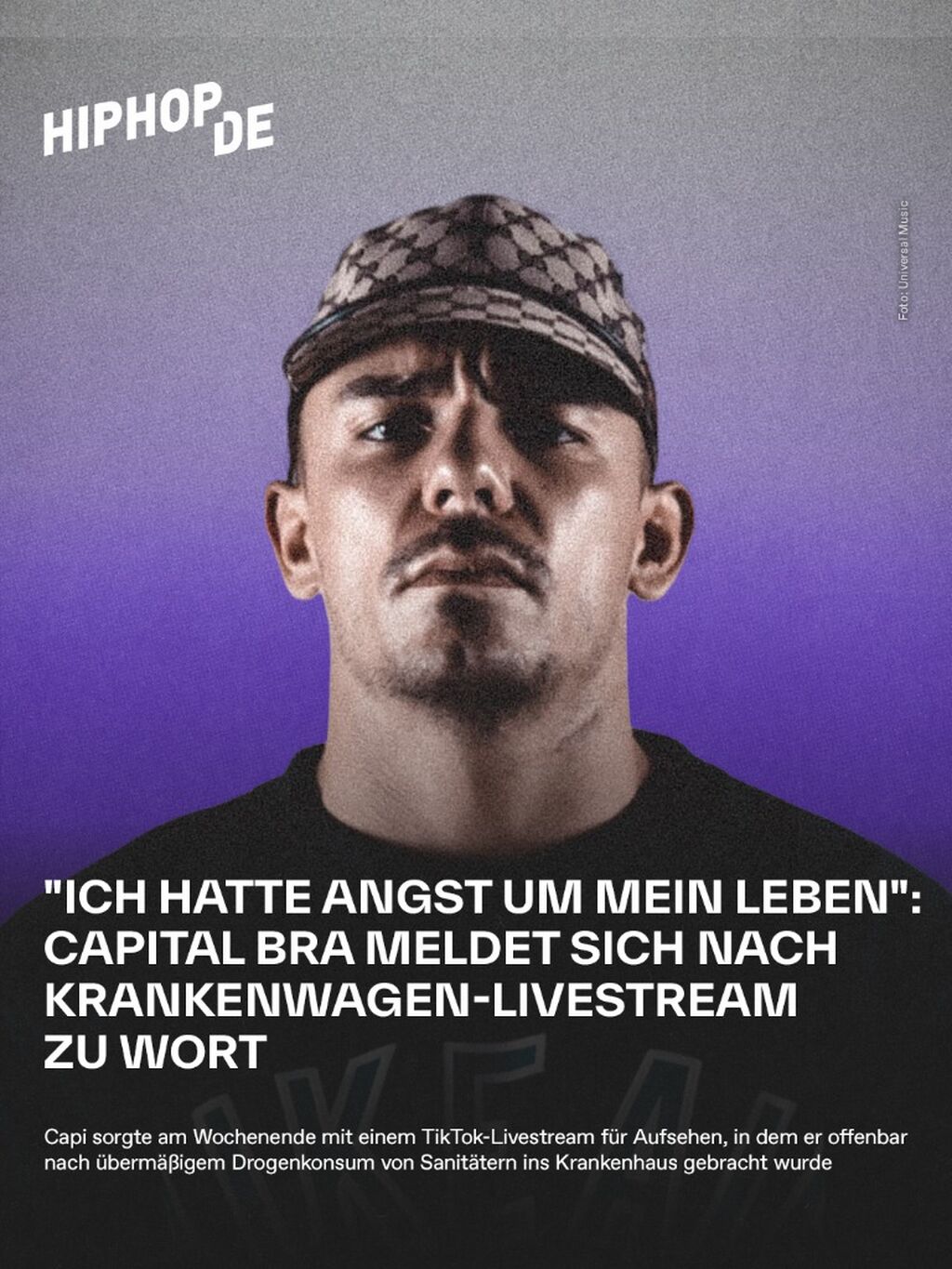 "Ich hatte Angst um mein Leben": Capital Bra meldet sich nach Krankenwagen-Livestream zu Wort