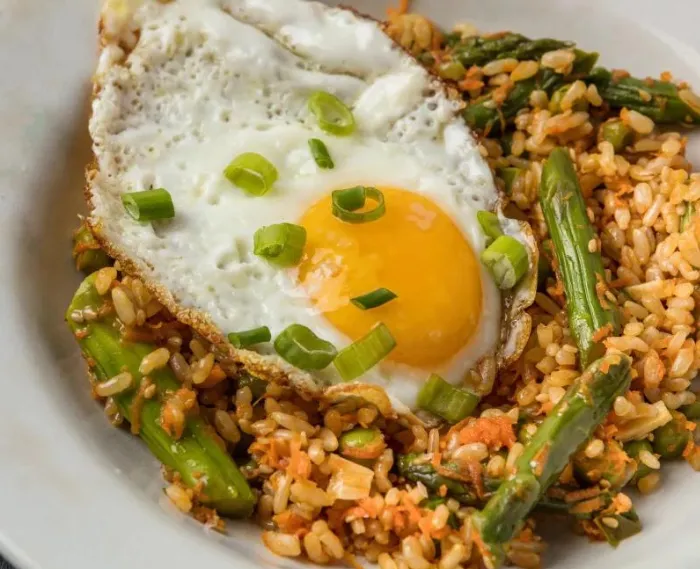 Sesame Fried Rice with Spring Vegetables and Egg