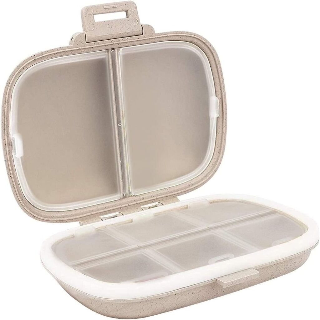 8 Compartments Portable Pill Case (Khakhi): $5